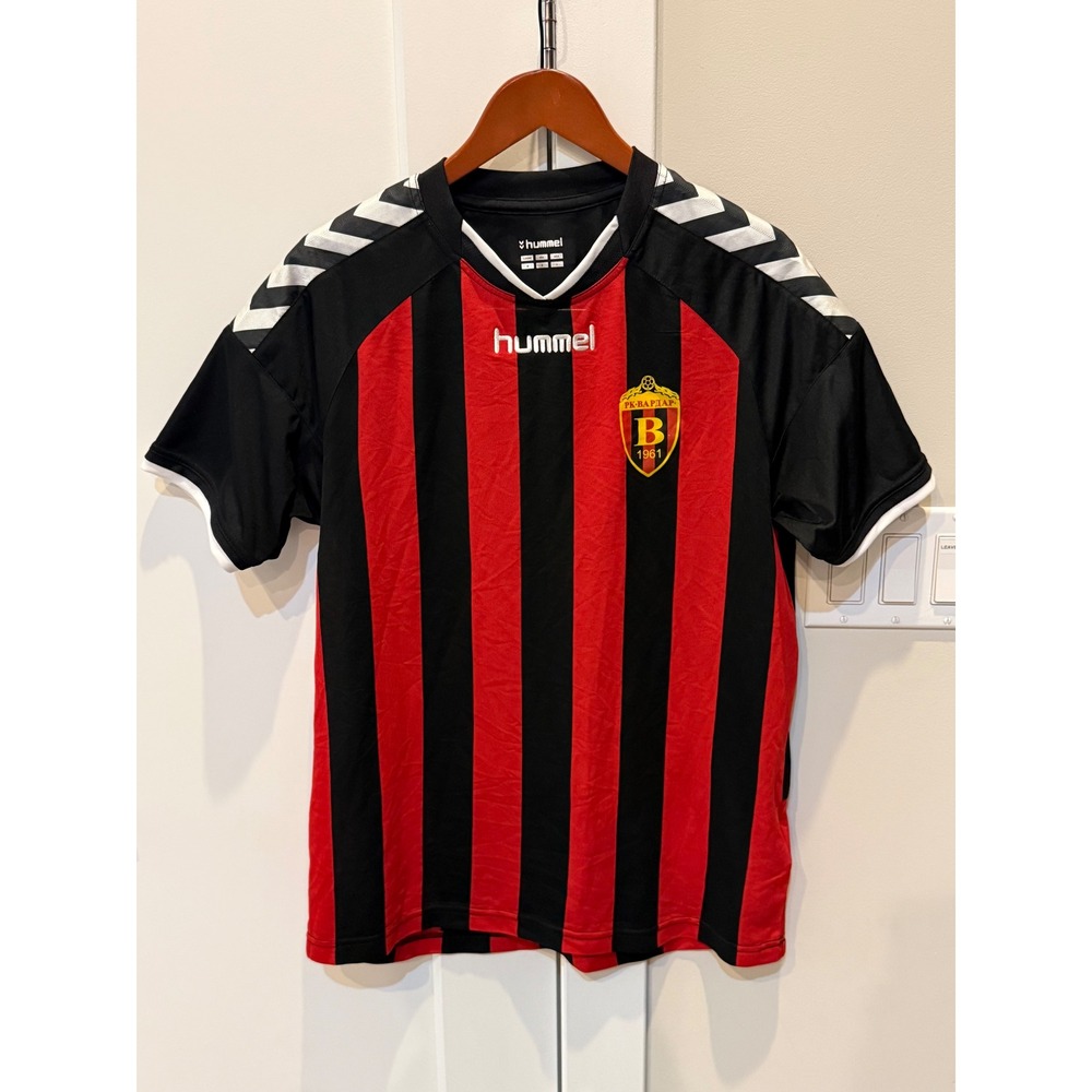 Hummel RK Vardar Handball Jersey Black‎ Red Striped Mens Size S Macedonia Flag